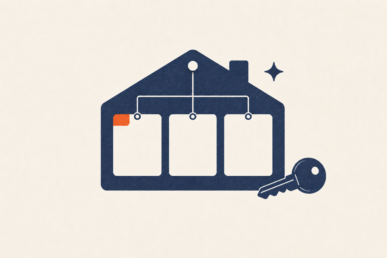 A simple house-shaped control board with maintenance, meal, and chore modules