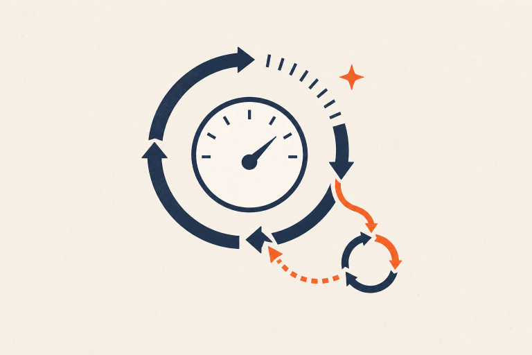 Capacity gauge with slack, a downshift loop, and a safe re-entry route
